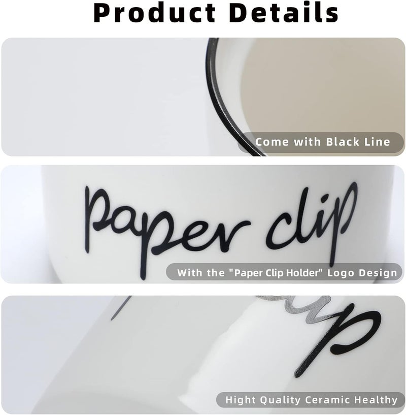 ONTUBE Farmhouse Paper Clip Holders,Ceramic Binder Clip Dispenser Organizer for Desk ,Cute Office Push Pins Holder (White) - Image 5